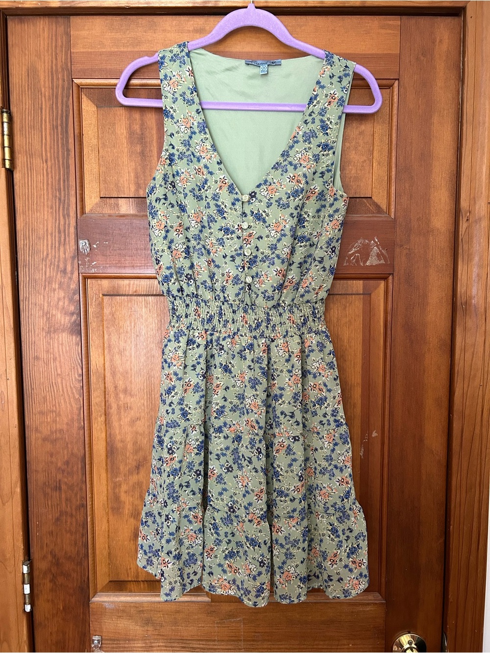 Green Floral Sleeveless V-Neck Summer Dress